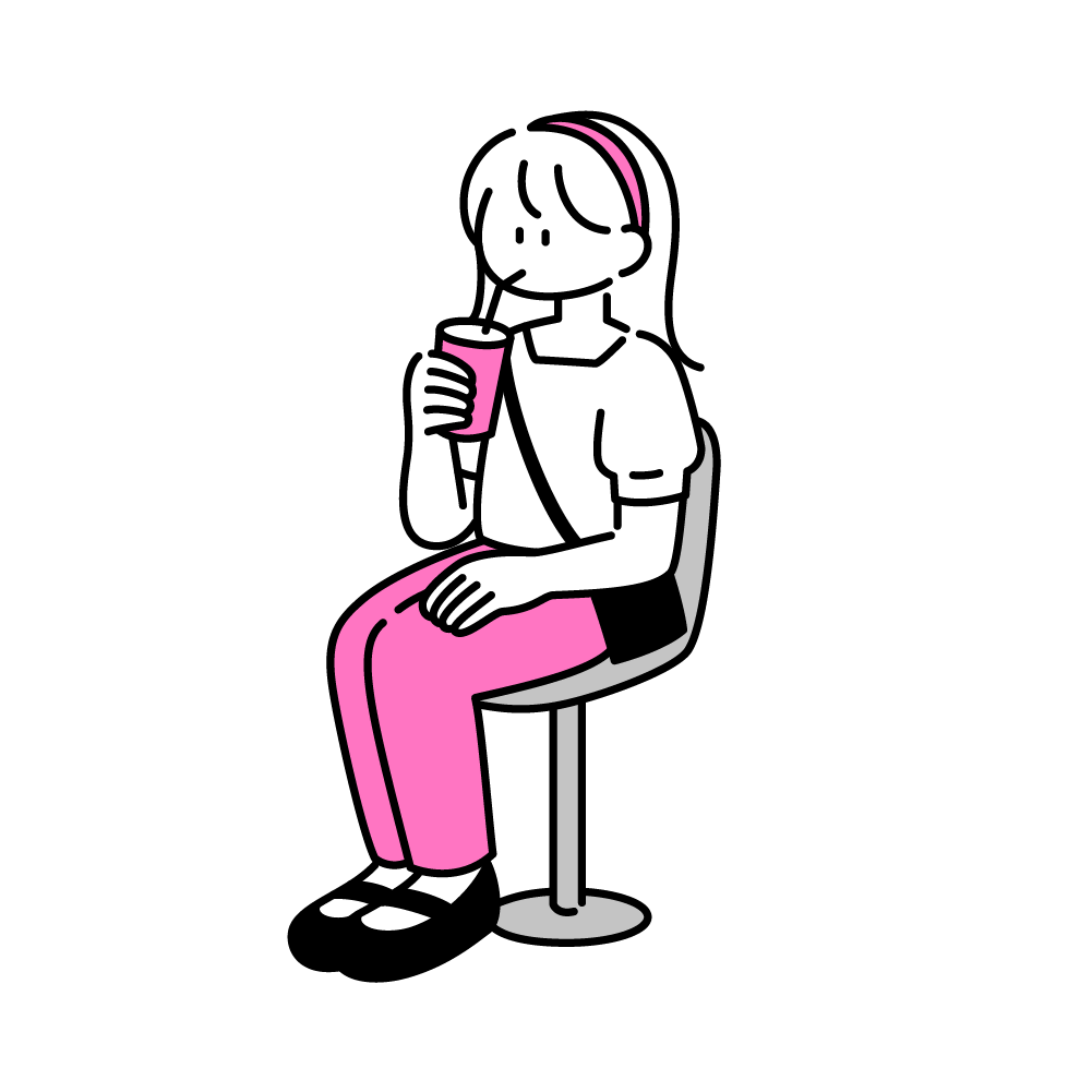 姿勢よく座る女性のイラスト